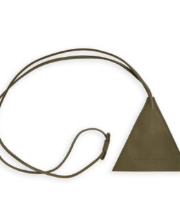 Kaki Necklace Keychain in Calfskin Leather by Carré Royal Front (AT755 Kaki)