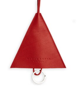 Red Necklace Keychain in Calfskin Leather by Carré Royal Front (AT755 Rouge)