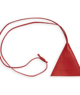 Red Necklace Keychain in Calfskin Leather by Carré Royal Front (AT755 Rouge)