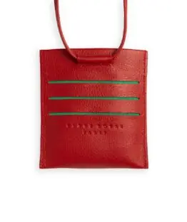 Porte-Cartes Rouge en Cuir de Veau par Carré Royal vu de face (AT756 Rouge)