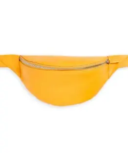 Banane en Cuir Jaune de Veau par Carré Royal vu de face (AT870 Jaune)