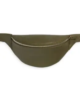 Banane en Cuir Kaki de Veau par Carré Royal vu de face (AT870 Kaki)