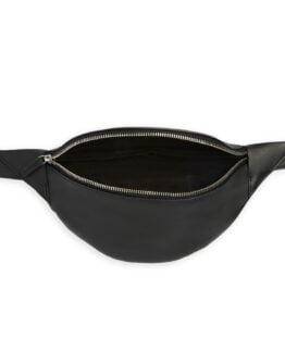 Black Bumbag in Calfskin Leather by Carré Royal Open (AT870 Noir)