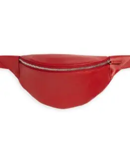 Banane en Cuir Rouge de Veau par Carré Royal vu de face (AT870 Rouge)