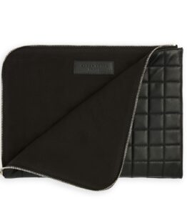 Black Laptop Case in Calfskin Leather by Carré Royal Open (AT871 Noir)